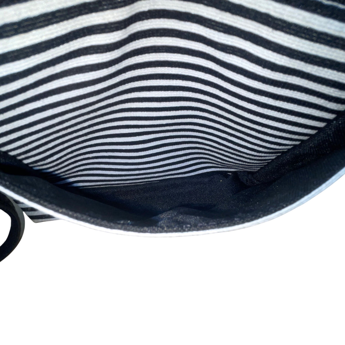 Fossil Women’s Brown Leather Black & White Striped Canvas Crossbody Bag