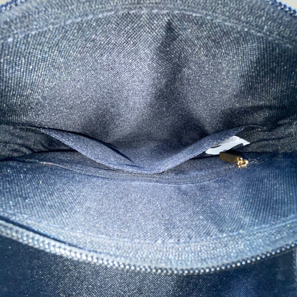 Fossil Women’s Brown Leather Black & White Striped Canvas Crossbody Bag