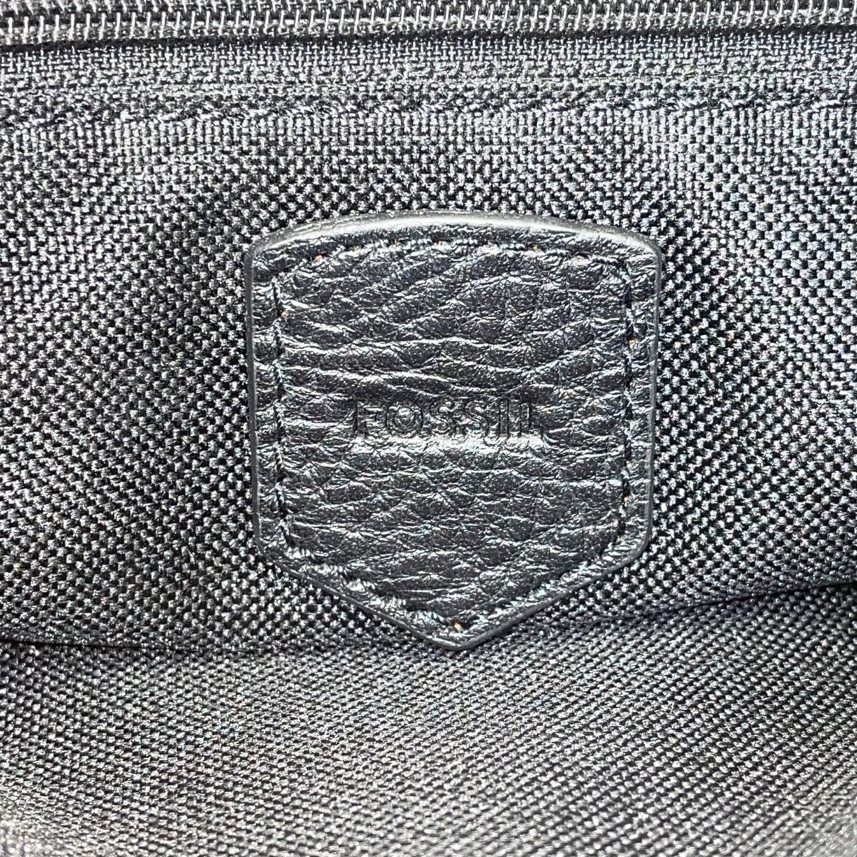 Fossil Women’s Brown Leather Black & White Striped Canvas Crossbody Bag