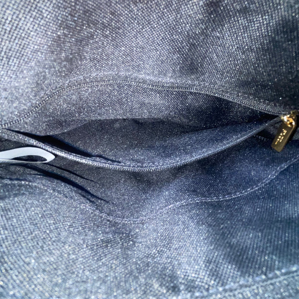 Fossil Women’s Brown Leather Black & White Striped Canvas Crossbody Bag