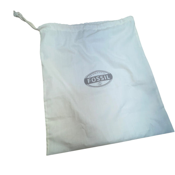 Fossil Women’s Brown Leather Black & White Striped Canvas Crossbody Bag