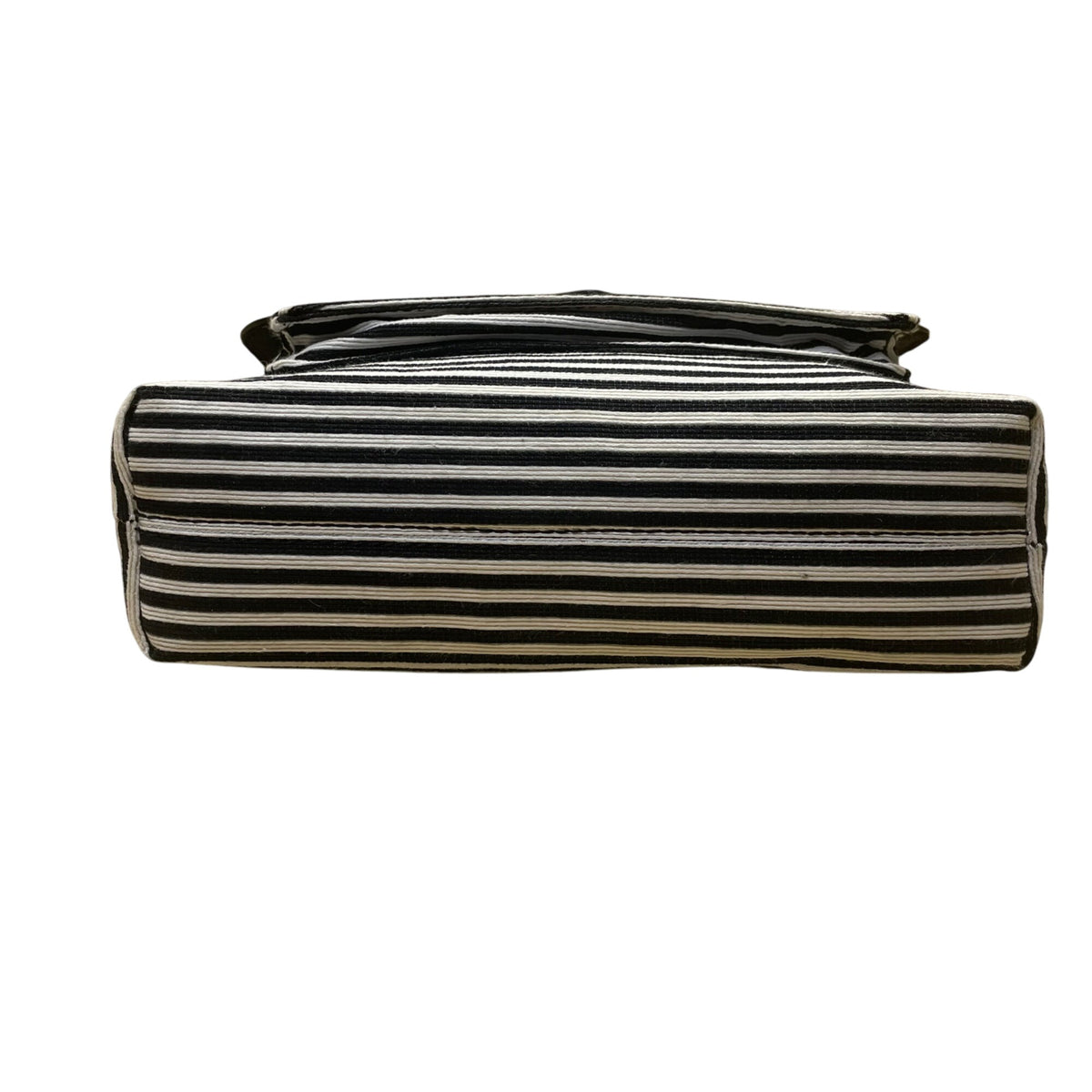 Fossil Women’s Brown Leather Black & White Striped Canvas Crossbody Bag