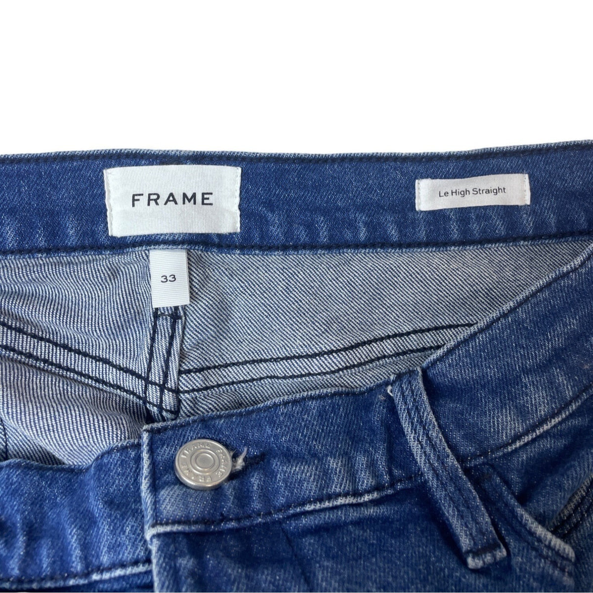 Frame Women's Blue Le High Rise Straight Crop Raw Hem Jeans Sz 33