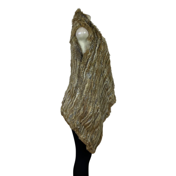 Love Token Womens Brown Faux Fur Wrap Vest Cozy Stylish Layering Piece Sz XS