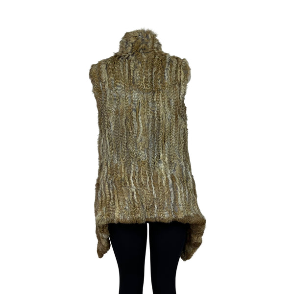 Love Token Womens Brown Faux Fur Wrap Vest Cozy Stylish Layering Piece Sz XS