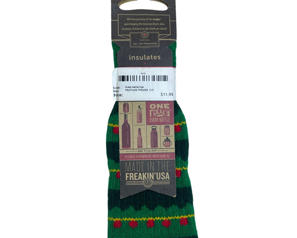 Freaker USA Insulating Multicolor Knit Bottle Sleeve Fruitcake Pattern One Size Adjustable
