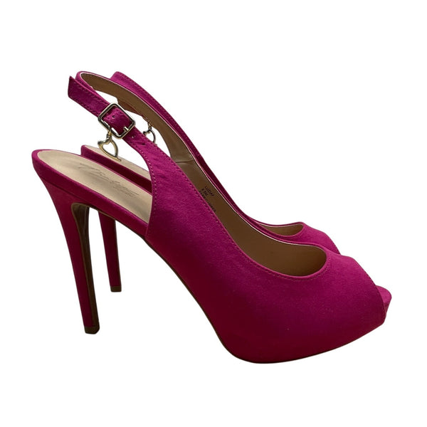 Thalia Sodi Fuchsia Peep Toe Heart Charm Slingback Luziaf Heels Sizze 9.5M-New