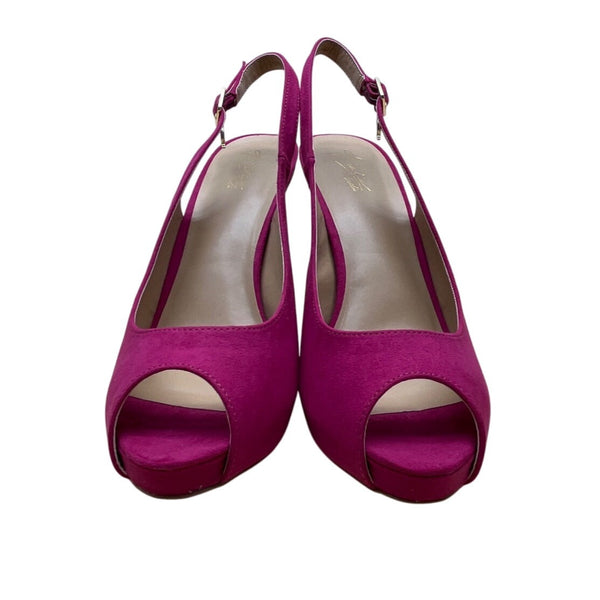 Thalia Sodi Fuchsia Peep Toe Heart Charm Slingback Luziaf Heels Sizze 9.5M-New