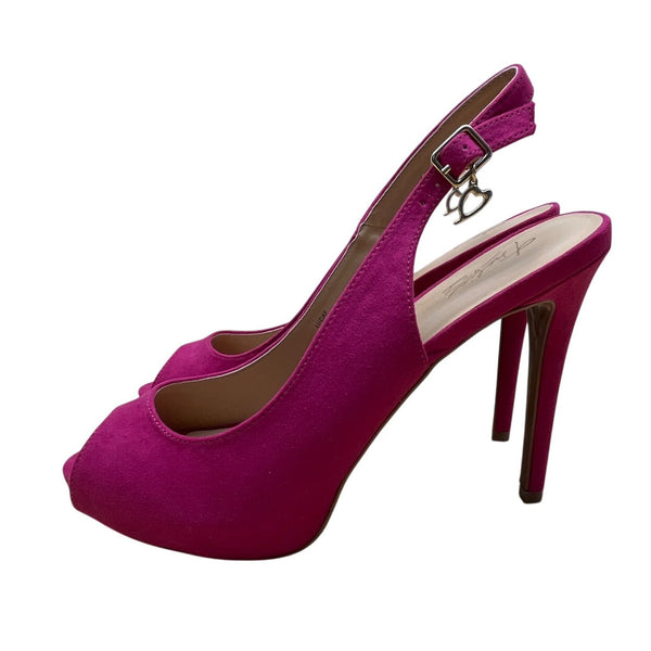 Thalia Sodi Fuchsia Peep Toe Heart Charm Slingback Luziaf Heels Sizze 9.5M-New