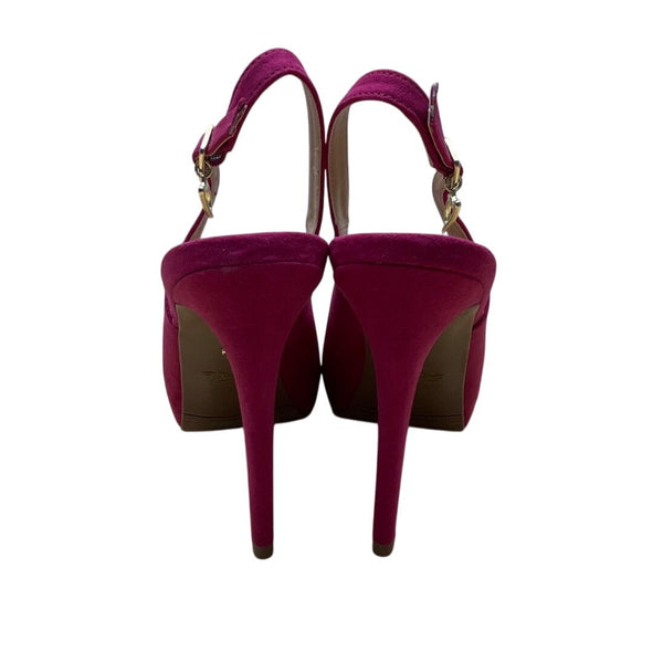 Thalia Sodi Fuchsia Peep Toe Heart Charm Slingback Luziaf Heels Sizze 9.5M-New