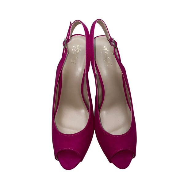 Thalia Sodi Fuchsia Peep Toe Heart Charm Slingback Luziaf Heels Sizze 9.5M-New