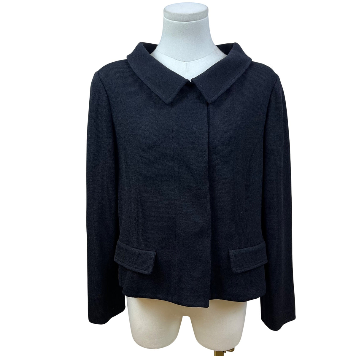 St. John Caviar Women’s Black Textured Blazer Button Front Jacket Sz 12
