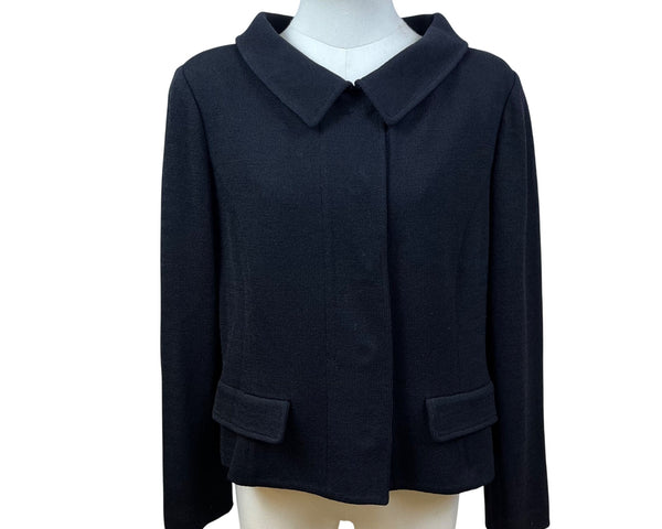 St. John Caviar Women’s Black Textured Blazer Button Front Jacket Sz 12