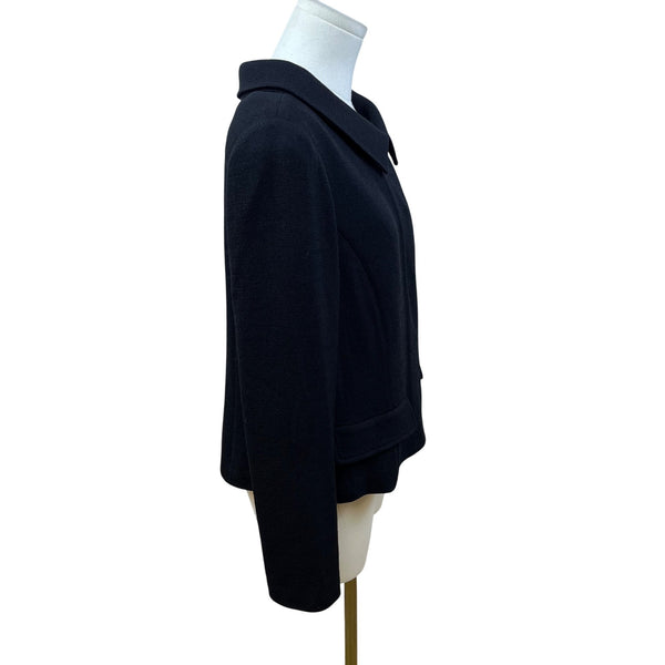 St. John Caviar Women’s Black Textured Blazer Button Front Jacket Sz 12
