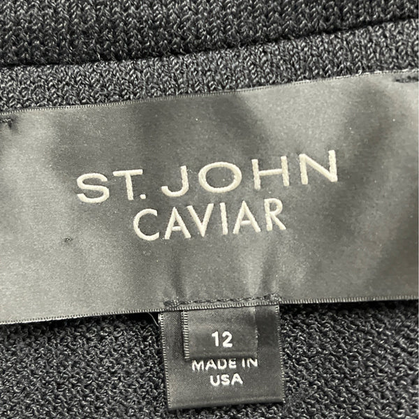St. John Caviar Women’s Black Textured Blazer Button Front Jacket Sz 12