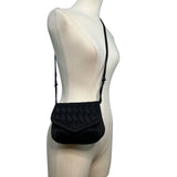 Vintage Handmade Women’s Black Quilted Woven Strap Crossbody Clutch Size S