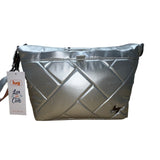 Lug Womens Quilted With Adjustable Straps & Floral Lining Silver Crossbody Bag