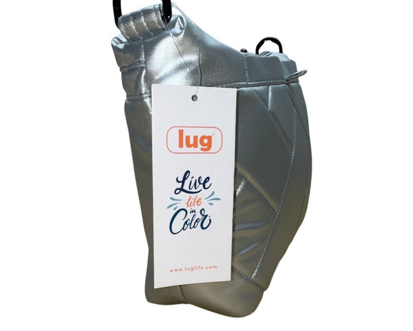 Lug Womens Quilted With Adjustable Straps & Floral Lining Silver Crossbody Bag