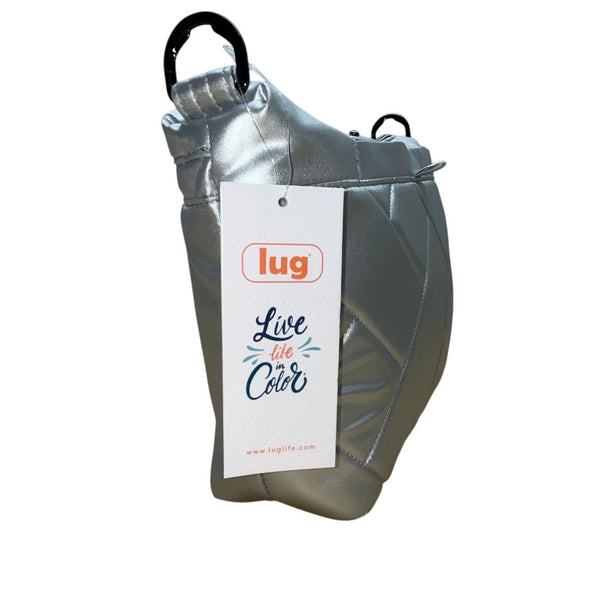 Lug Womens Quilted With Adjustable Straps & Floral Lining Silver Crossbody Bag