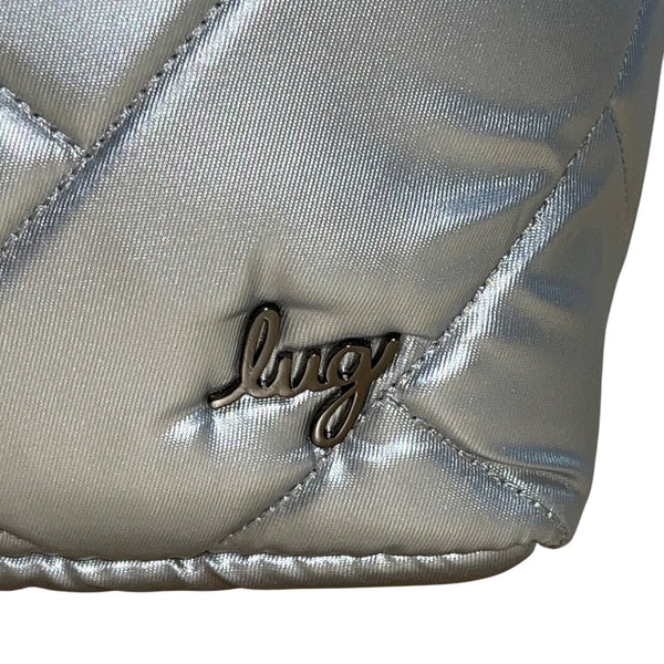 Lug Womens Quilted With Adjustable Straps & Floral Lining Silver Crossbody Bag