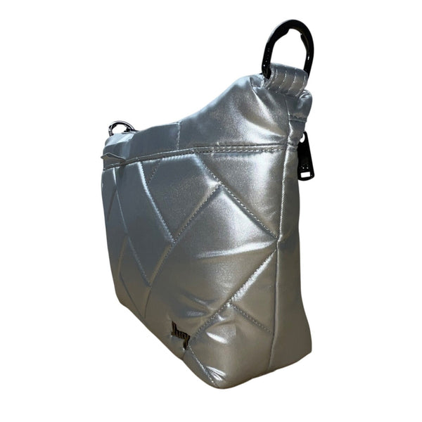 Lug Womens Quilted With Adjustable Straps & Floral Lining Silver Crossbody Bag