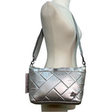 Lug Womens Quilted With Adjustable Straps & Floral Lining Silver Crossbody Bag