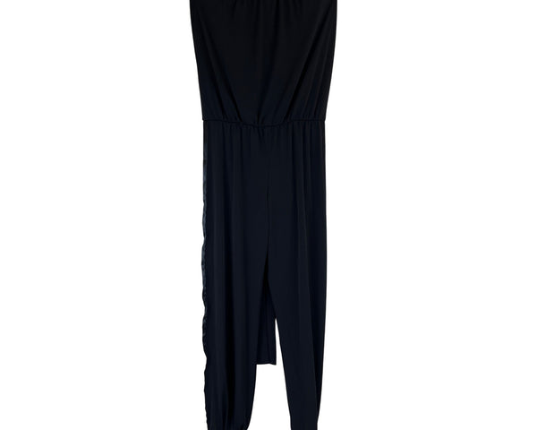 BD Junior Womens Black Polyester Strapless Jumpsuit Elastic Waist Ankle Cuffs USA