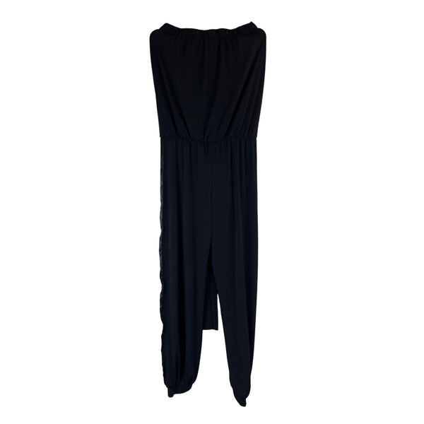 BD Junior Womens Black Polyester Strapless Jumpsuit Elastic Waist Ankle Cuffs USA