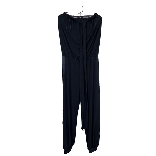 BD Junior Womens Black Polyester Strapless Jumpsuit Elastic Waist Ankle Cuffs USA
