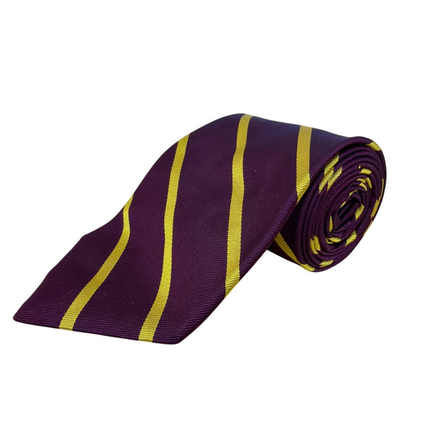 Vintage Brooks Brothers Mens Purple & Yellow All Silk Striped Handmade Tie