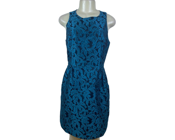 Tabitha Sleeveless Textured Back Cutout Fitted Dress Womens Blue Sz 8