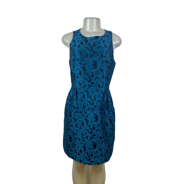 Tabitha Sleeveless Textured Back Cutout Fitted Dress Womens Blue Sz 8