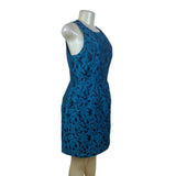 Tabitha Sleeveless Textured Back Cutout Fitted Dress Womens Blue Sz 8