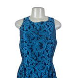 Tabitha Sleeveless Textured Back Cutout Fitted Dress Womens Blue Sz 8