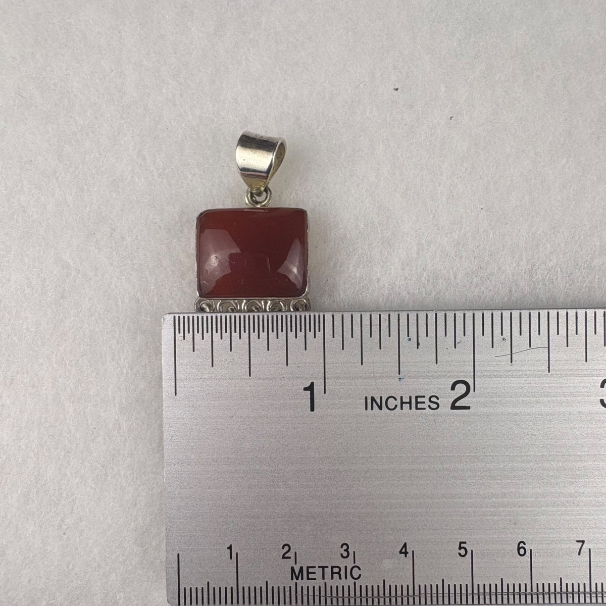 Sterling Silver Carnelian Pendant Red Gemstone Dangling Beads Retro Silver 925