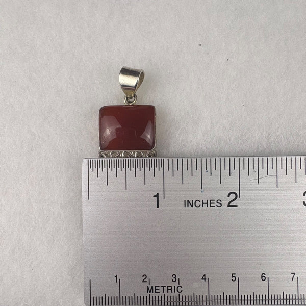 Sterling Silver Carnelian Pendant Red Gemstone Dangling Beads Retro Silver 925