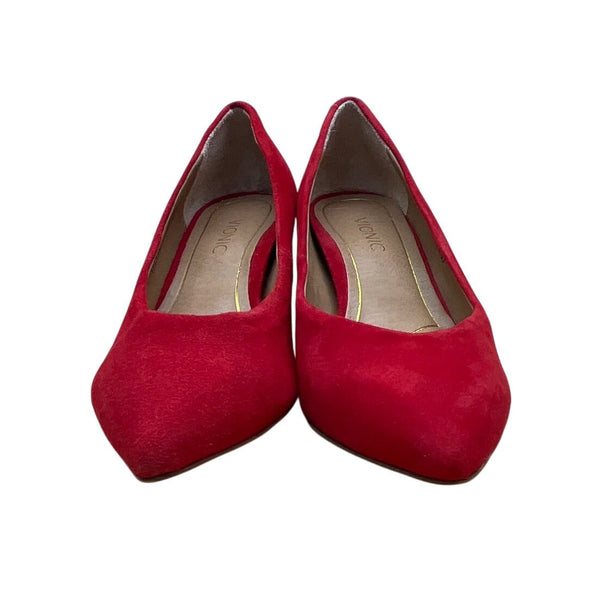 Vionic Red Suede Josie Orthotic Kitten Heel Pointed Toe Pumps Size 5