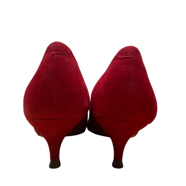 Vionic Red Suede Josie Orthotic Kitten Heel Pointed Toe Pumps Size 5