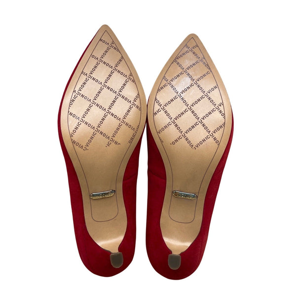 Vionic Red Suede Josie Orthotic Kitten Heel Pointed Toe Pumps Size 5