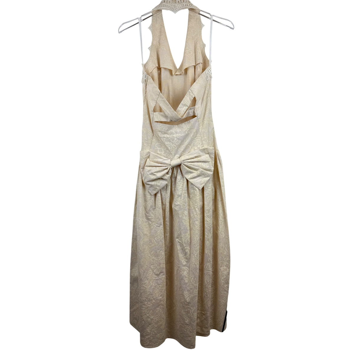 Jessica McClintock Womens Ivory Floral Lace-Trim Halter Dress Gunne Sax Size 9/10