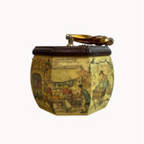 Vintage Old Farm Market Decoupage Brown Wood Bakelite Handel Purse