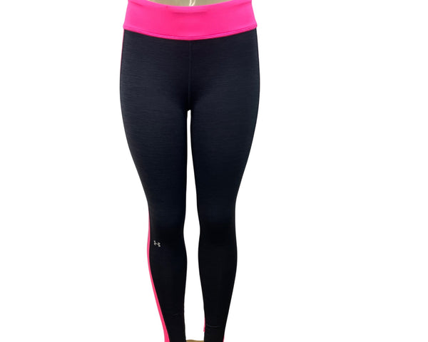 Under Armour Womens ColdGear Compression Leggings Black & Pink Medium - New