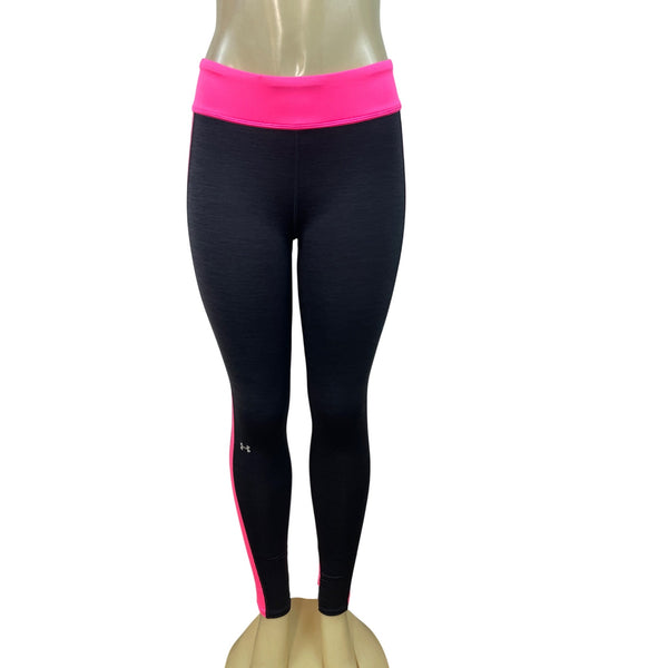 Under Armour Womens ColdGear Compression Leggings Black & Pink Medium - New