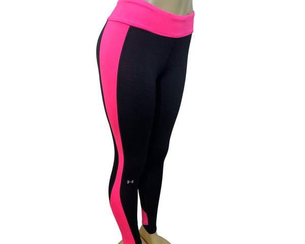Under Armour Womens ColdGear Compression Leggings Black & Pink Medium - New