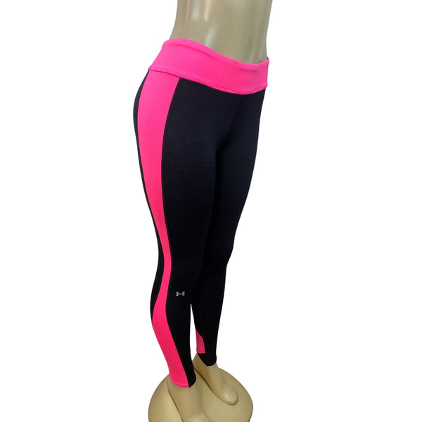 Under Armour Womens ColdGear Compression Leggings Black & Pink Medium - New