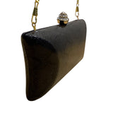 Urban Expressions Black Faux Snake Skin Gold Chain & Rhinestones Clasp Clutch