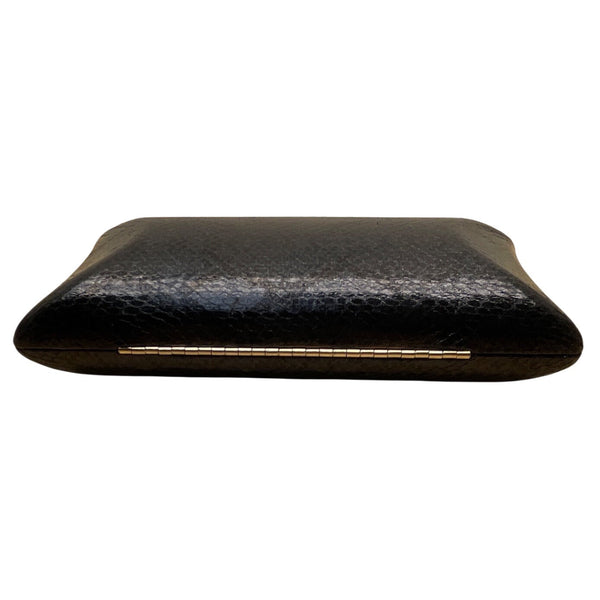 Urban Expressions Black Faux Snake Skin Gold Chain & Rhinestones Clasp Clutch