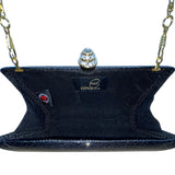 Urban Expressions Black Faux Snake Skin Gold Chain & Rhinestones Clasp Clutch