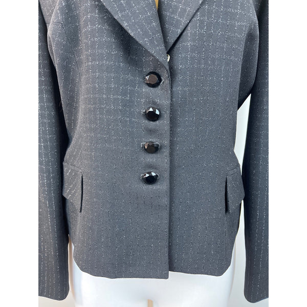 Christian Women's Black 4 Button Up Closure With Removable Collar Blazer 10