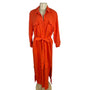 L’agence Womens Long Orange Shirt Dress Button-Front Roll-Up Sleeves Size L